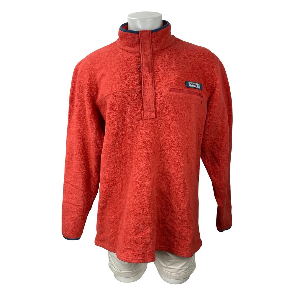 Columbia Steens Mountain Half Snap Fleece Men's Coral Sherpa Sweater Top Size XL
